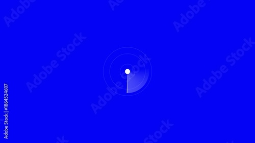 White neon radar screen with circular grid and degree markings