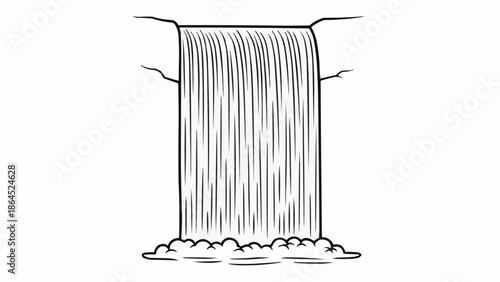 Stylized Illustration of a Waterfall Flowing Downward.
