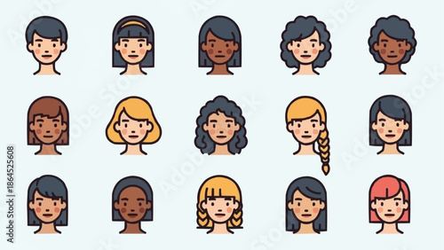 Diverse Collection of Womens Faces - A Celebration of Feminine Beauty.