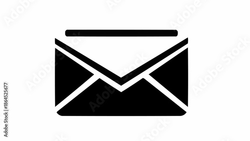 Simple Black and White Envelope Icon for Communication and Correspondence.