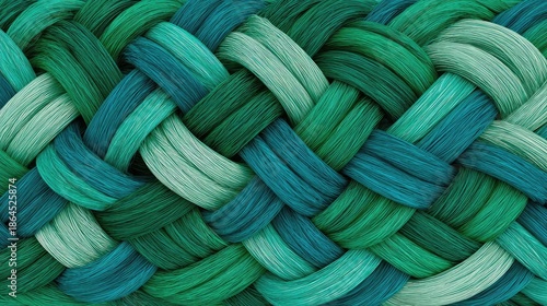 Abstract Weave Pattern In Teal And Green Tones