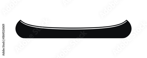 Black silhouette of simple wooden canoe boat icon isolated on white background