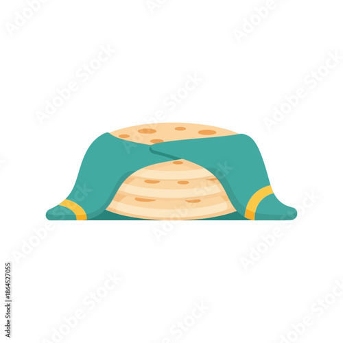 Ramadan bread stack vector illustration with traditional cloth cover isolated