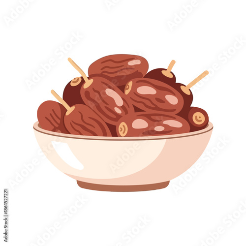 Ramadan dates bowl vector illustration for Islamic fasting and festive design