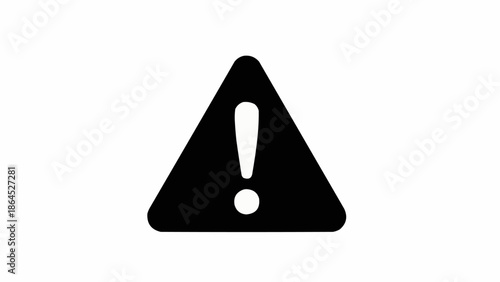 Black Exclamation Mark in Triangle Warning Sign Symbol.