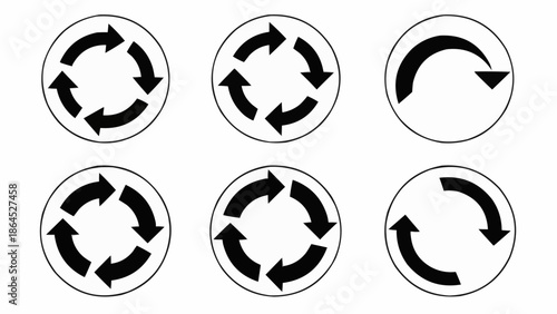Collection of Circular Arrow Symbols for Rotation and Direction.