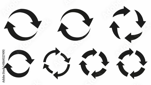 Set of Circular Arrows for Recycling and Rotation.