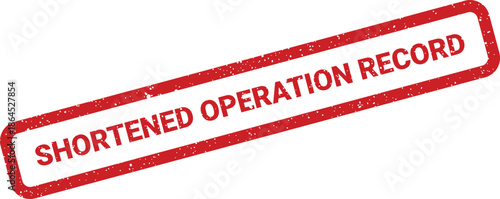 Textured rectangular stamp showing SHORTENED OPERATION RECORD for documenting industrial or business workflow steps