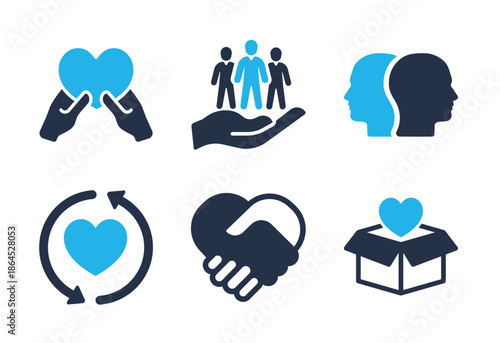 Community Partnership and Charitable Donations icon set. Solid glyph series icons
