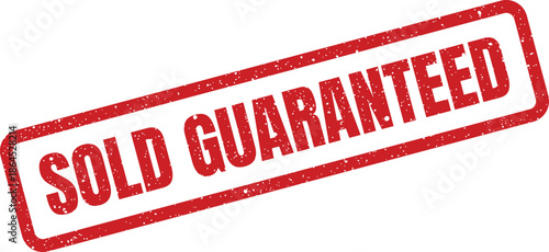 Textured red rubber stamp featuring a powerful message of assured sale, conveying confidence and a strong promise to potential customers