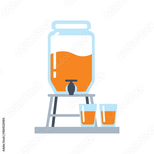 Ramadan vector juice dispenser with glasses for iftar celebration and refreshment
