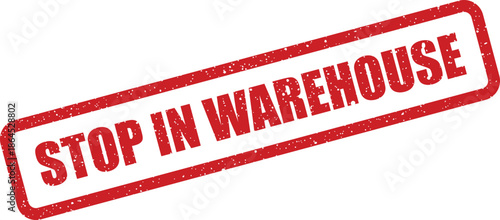 Textured rubber stamp vector with text instructing to pause within a storage facility area