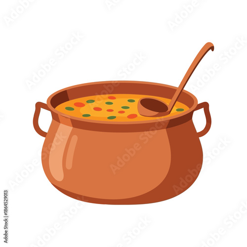 Ramadan soup pot vector illustration for iftar meal and traditional food design
