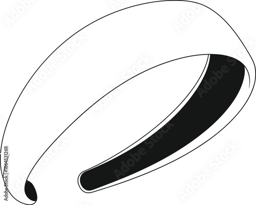 A minimalist depiction of a sleek curved headband or hair accessory on a white background