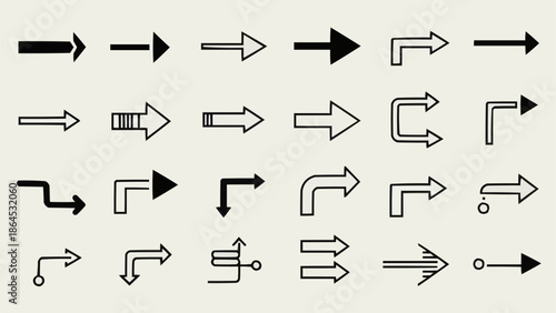 Collection of Arrow Icons for Navigation and Direction.