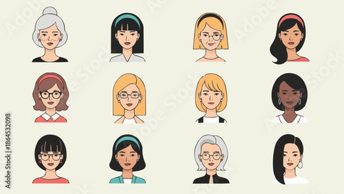 Diverse Women Portraits - A Collection of Illustrated Faces.