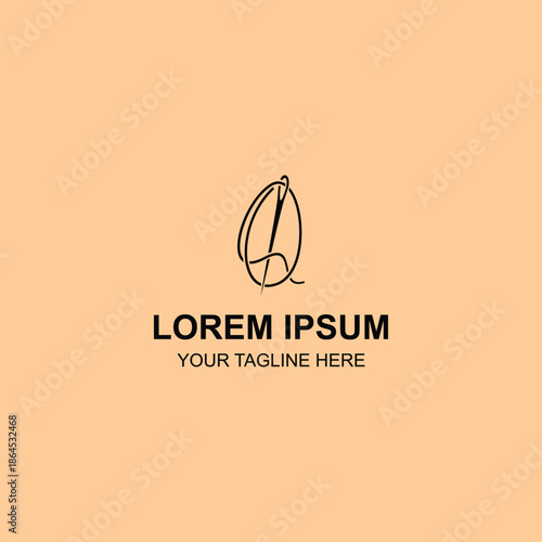 Abstract initial letter O sewing needle and thread tailor logo design with Creative Illustration