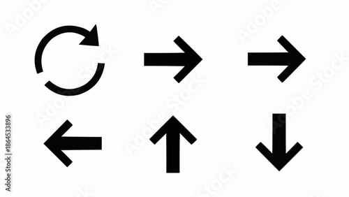 Set of Black Arrows Pointing in Different Directions.