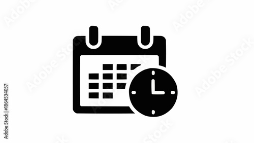 Calendar and Clock Icon Representing Time Management and Scheduling.