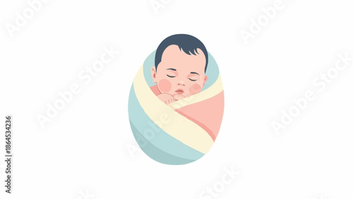 Adorable baby sleeping peacefully wrapped in a blanket.