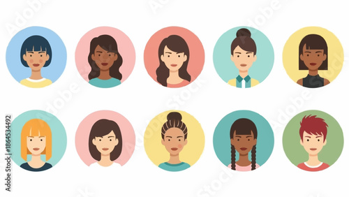 Diverse Women Avatars - A Collection of Unique Portraits.