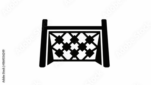 Black and White Soccer Goal Icon Illustration.