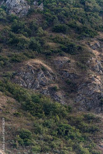 Slope of the mountain covered with rocks