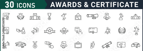 Collection of modern award and certificate icons for business recognition