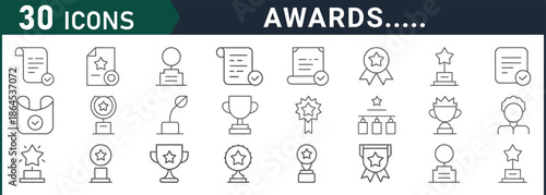 Set of modern award icons for recognition and achievement
