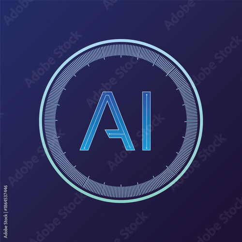 Artificial intelligence with letter AI in Abstract Technology Circle Wave Moving Analysis vector design concept. AI technology for advance technology  robotic  web  new technology  ui  business.