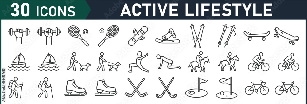 Obraz premium Active lifestyle icons for fitness and sports enthusiasts