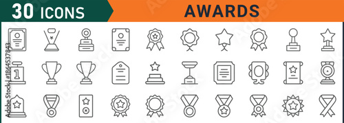 Award icons set for recognition and achievement symbols
