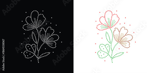 Flower Rhinestone Design, Transfer Rhinestone Template