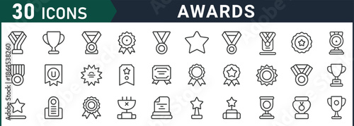 Collection of professional award icons for recognition and achievement