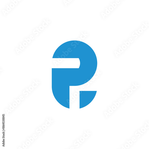 letter p dot circles geometric red logo vector