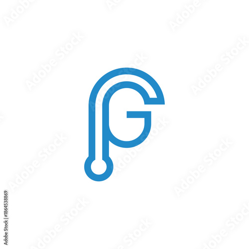 letter rg simple monoline geometric blue logo vector