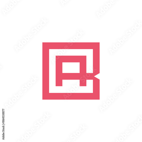 letter ab simple red squares lines logo vector