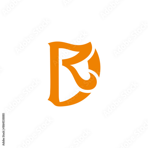 letter rd simple curves linked vintage logo vector