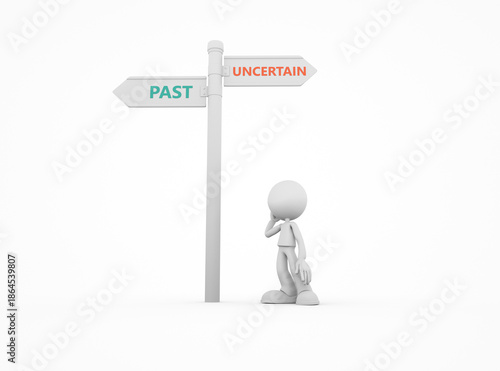 A figure stands at a signpo...
