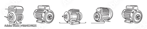 vector motor engine style continuous line