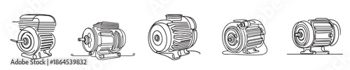 vector motor engine style continuous line