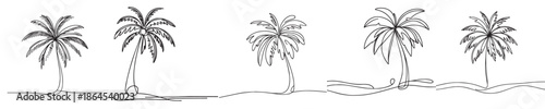 coconut tree vector continuous line style