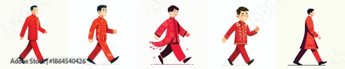vector of a man walking on celebrating Chinese New Year