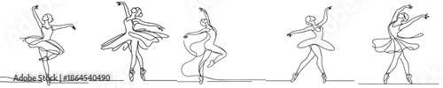 vector female ballet dancer continuous line style