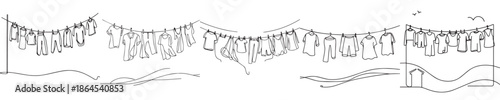 clothesline vector style continuous line