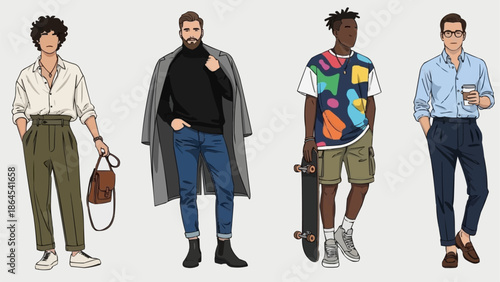 Diverse Mens Fashion Styles - A Showcase of Modern Outfits.