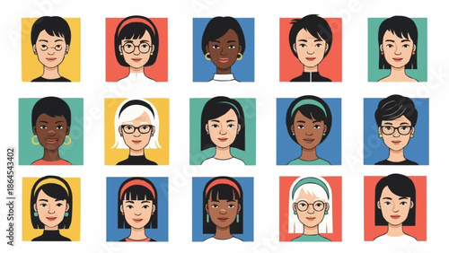 Diverse Faces - A Collection of Womens Portraits in Vector Art.