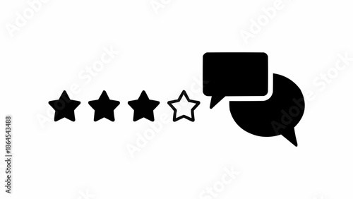 Customer feedback rating with three stars and speech bubbles.