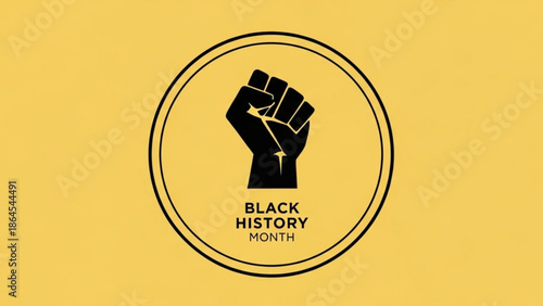 Black History Month fist icon symbol of power and solidarity vector illustration on yellow backgroun