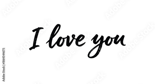 Simple and elegant 'I love you' phrase written in a beautiful, flowing black ink script with a slightly textured, hand-lettered feel.